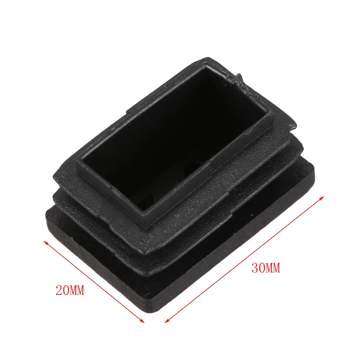 Tappo terminale rettangolare in plastica da 20 pezzi piedini in gomma con inserto per tubo filettato da 30mm x 20mm