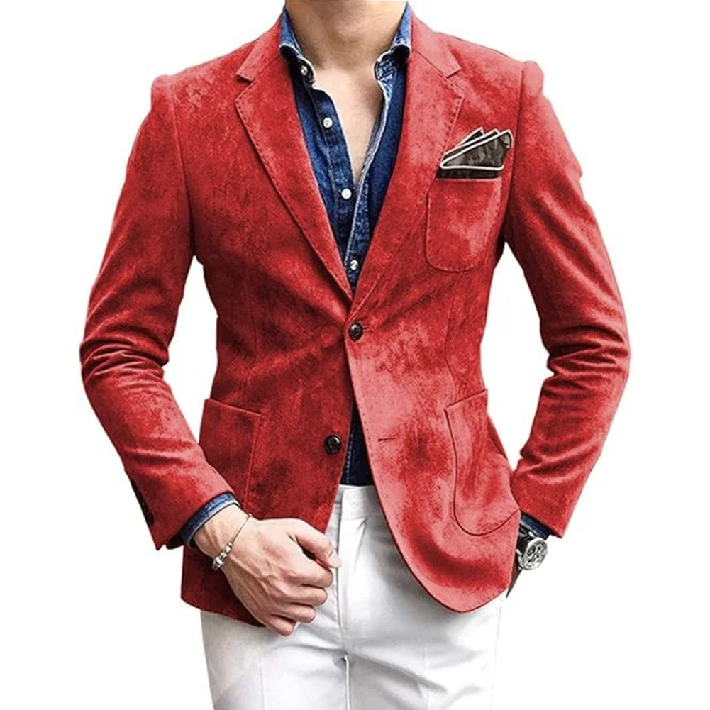 

Retro Business Outwear Tag Size M 2XL Men Blazer Jacket Long Sleeve Style Regular Clothing Length Polyester Fabric
