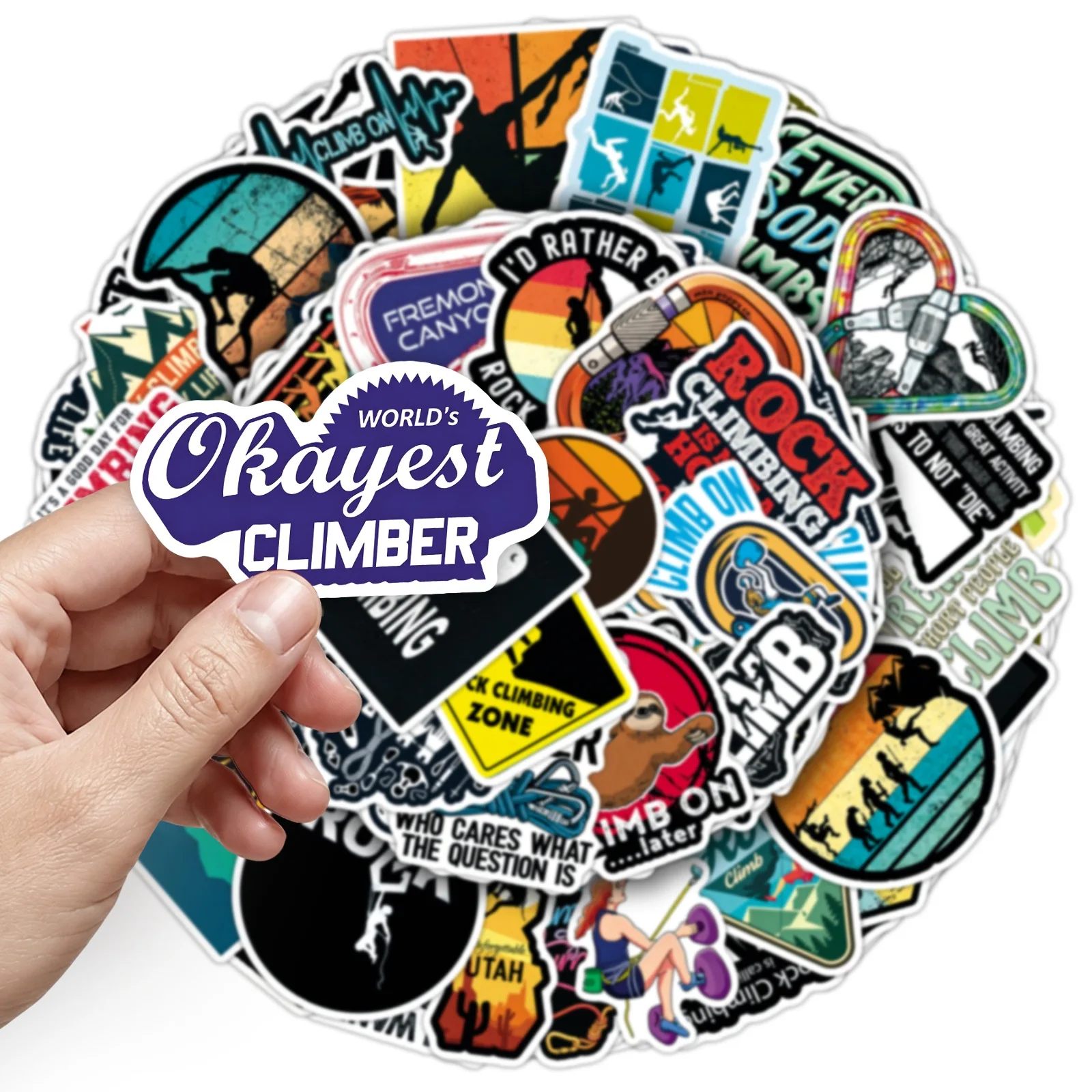 50Pcs Rock Climbing Stickers Extreme Sports Series Waterproof Decoration Wall Helmet Skateboard Journal DIY Stickers
