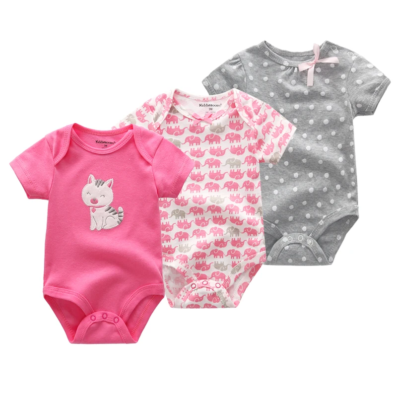 Summer Baby Girl Bodysuits Cartoon Cotton Newborn Onesies 3-Piece Infant Clothes ropa de bebe