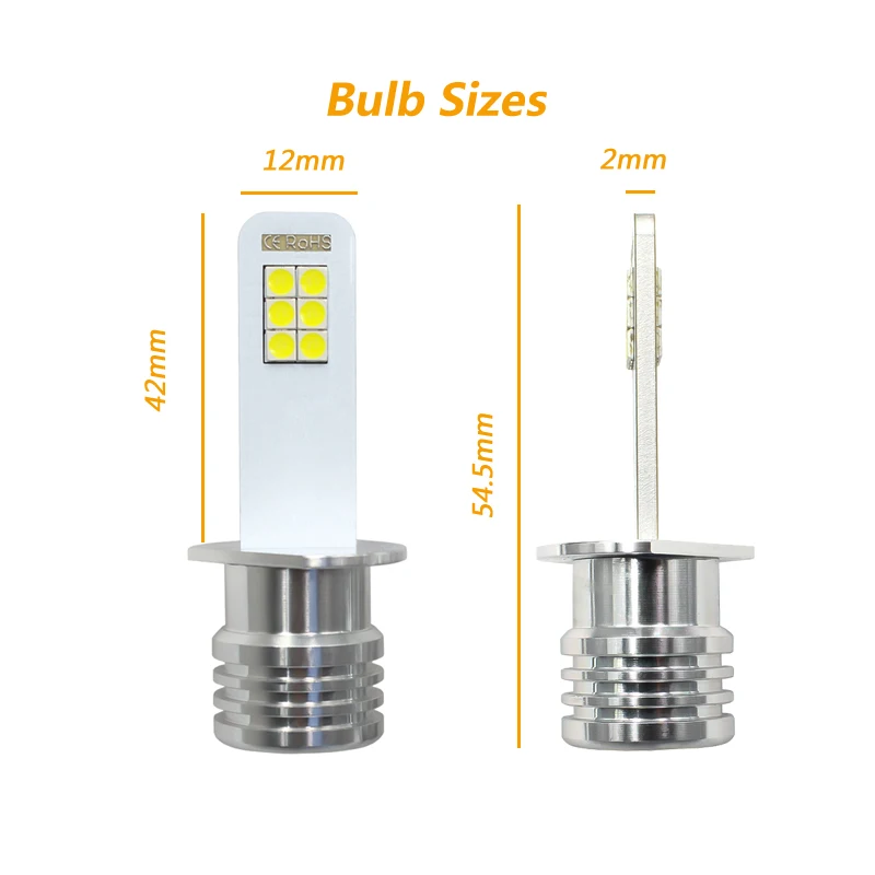 2Pcs H1 LED Bulb Super Bright Car Fog Lights 12V 24V White Driving Day Running Lamp Auto