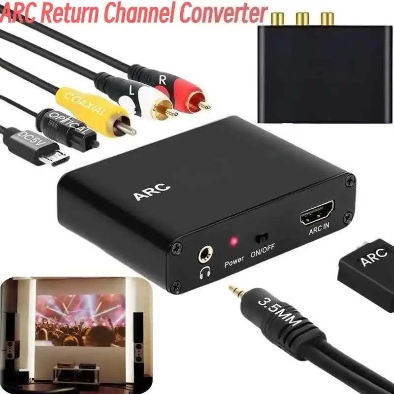 HD-Compatible ARC Audio Extractor ARC To SPDIF Coaxial L/R Stereo 3.5mm Jack Audio Adapter for HDTV Soundbar Amplifier