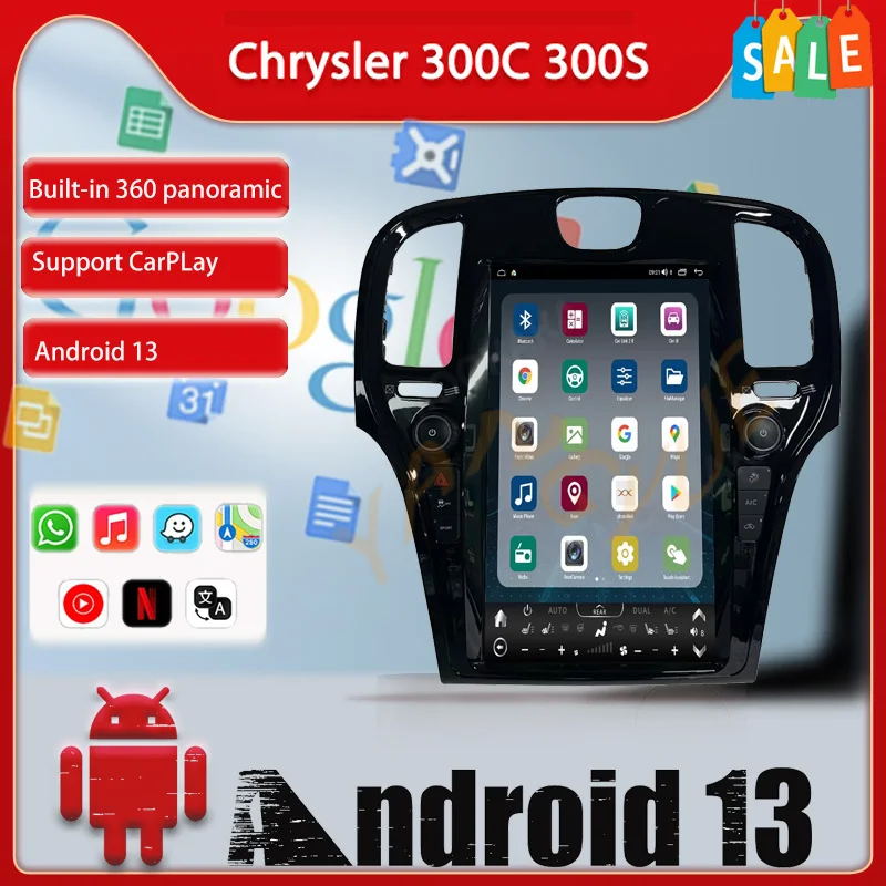 

13.6 Inch For Chrysler 300C 300 300S 2011-2023 Android 12 8-Core 8G+128G Car Multimedia Player Stereo Receiver Radio GPS 4G WIFI