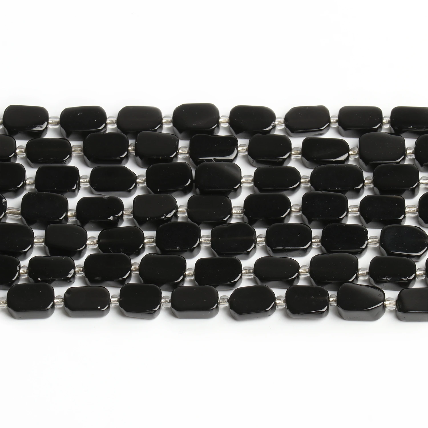 8x12mm Rectangle Shape Beads Natural Black Obsidian Stone Beads for Jewelry Making Diy Bracelet Necklace Beading Accessories