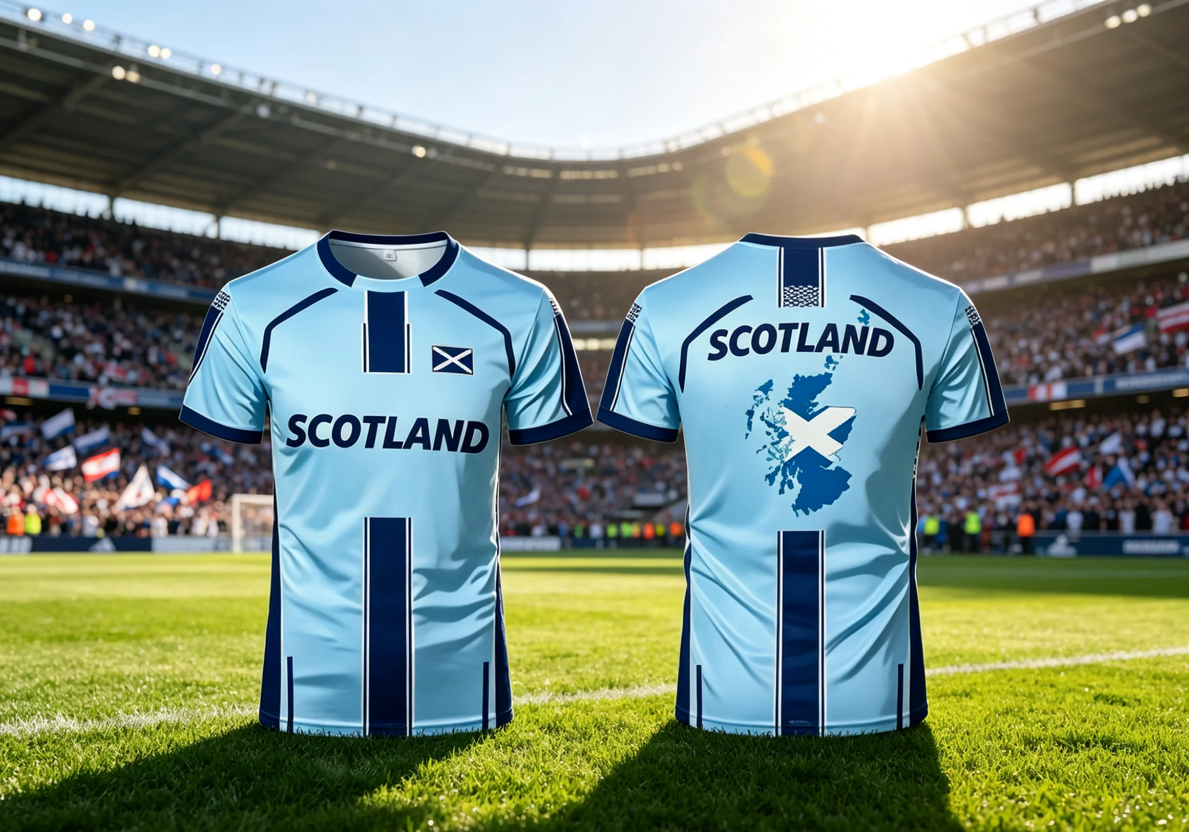 A Scottish themed jersey with a retro athletic style and breathable sports T-shirt for fans to wear on the field