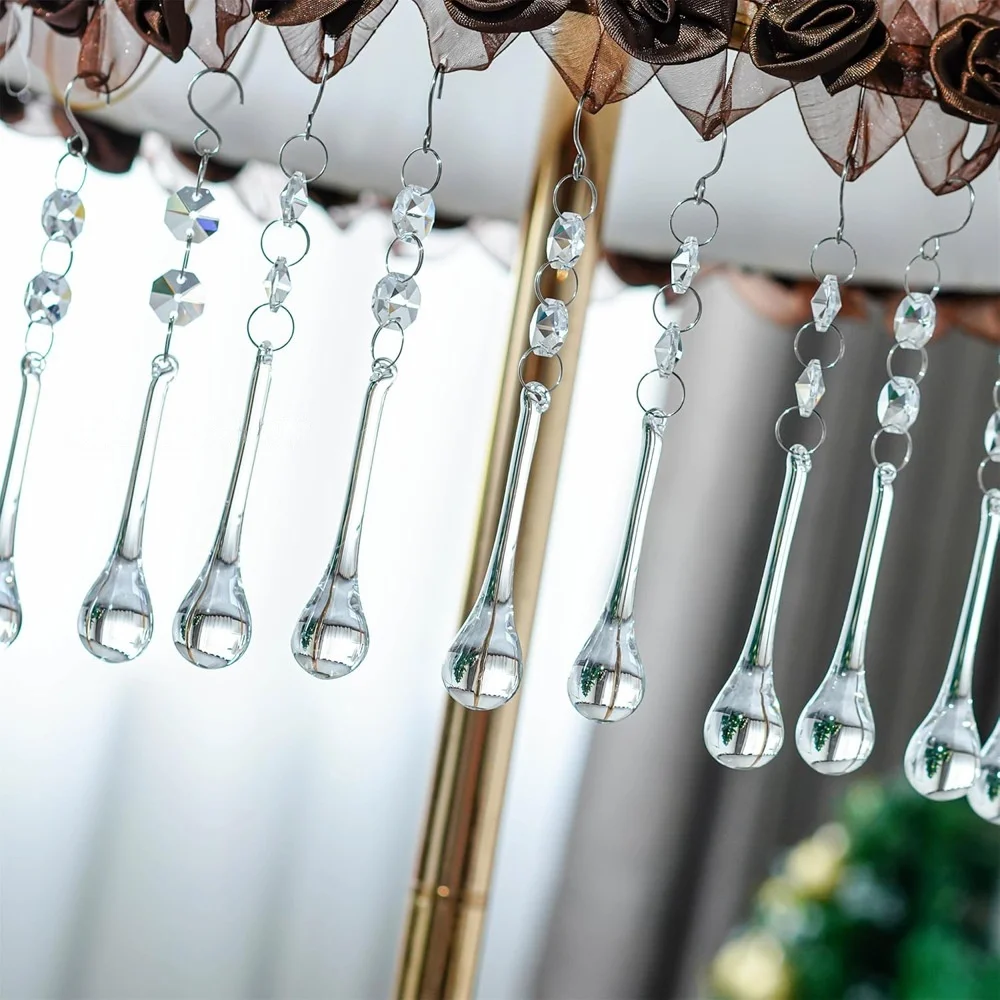 Camal 10Pcs Clear 80mm/3.2inch Crystal Raindrop Chandelier Prisms Pendants Lamp Lighting Parts Hanging Party Home DIY Decoration