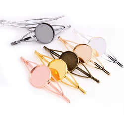 20mm 5pcs High Quality Bronze Silver Plated 7 Colors Copper Material Hairpin Hair Clips Hairpin Base Setting Cabochon Cameo