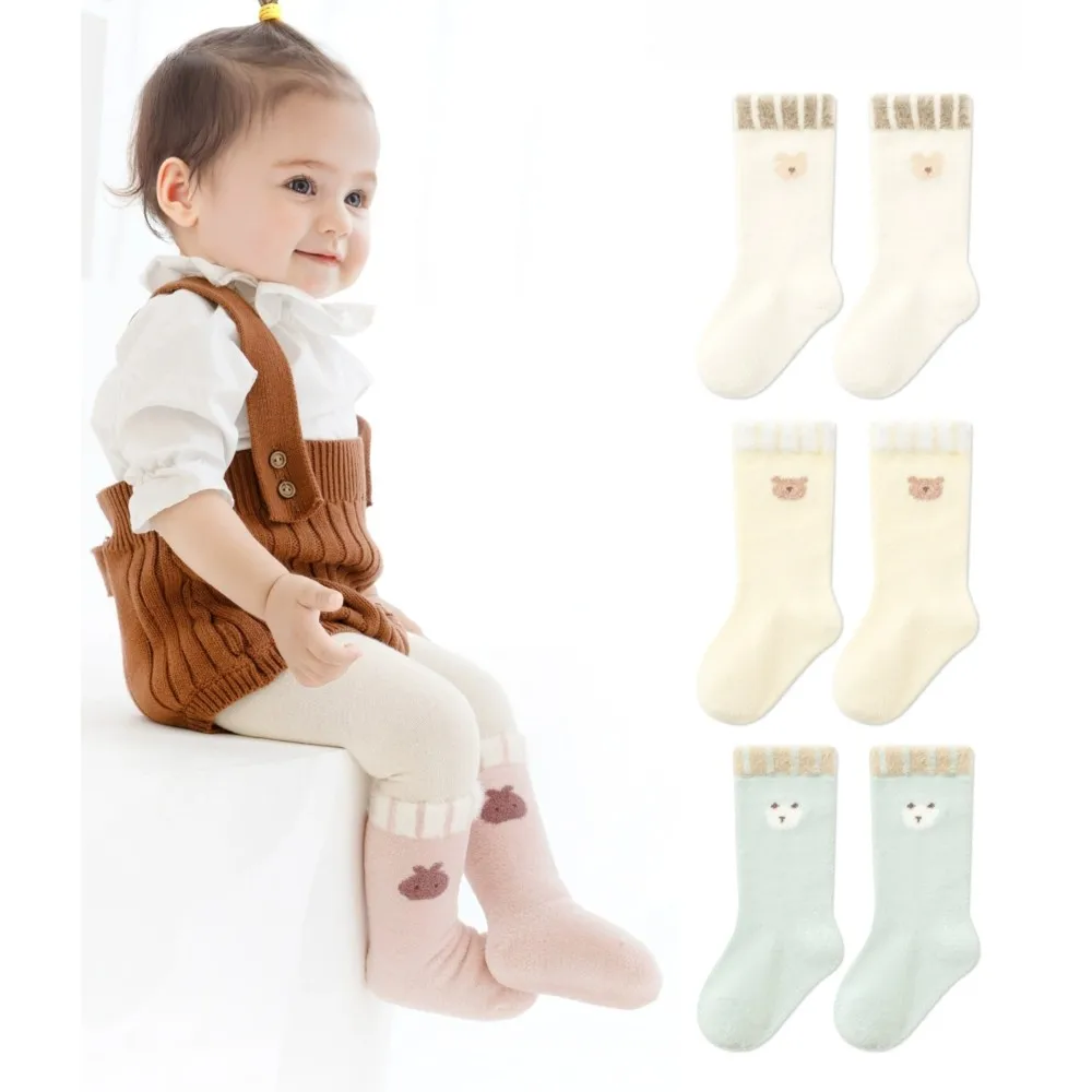 

5Pairs Baby Socks Autumn and Winter Thick Warm Baby Plush Socks Children's Coral Velvet Floor Socks 0-5Years