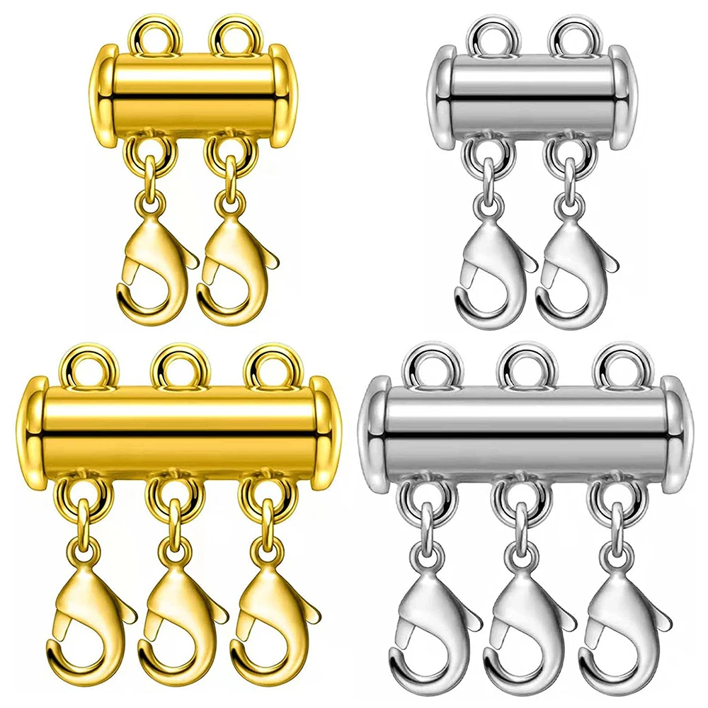 

2pcs 2/3/4/5 Multi Strand Necklace Layer Lobster Clasp Slide Magnet Tube Connector Locks for Bracelet Jewelry Making 2035