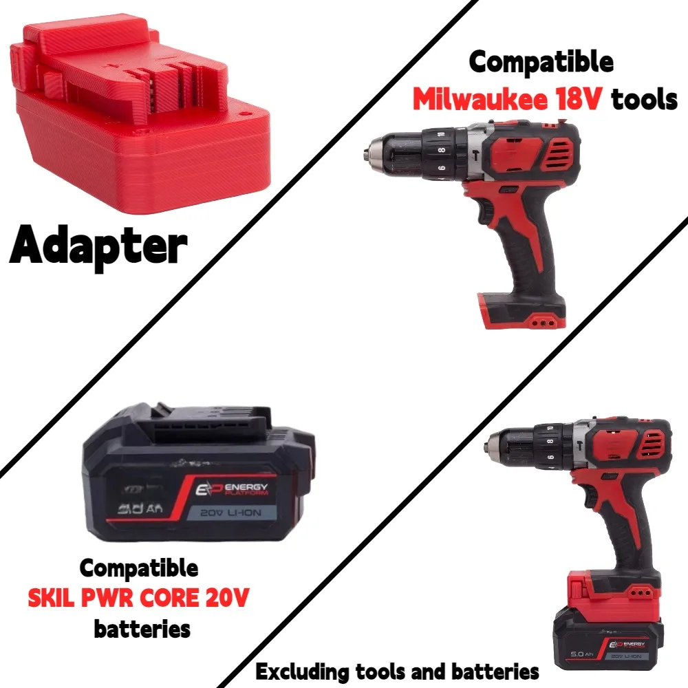 

For SKIL PWR CORE 20V Li-ion Battery TO Milwaukee 18V Cordless Electric Drill Tools Battery Adapter/Converter(Only Adapter)