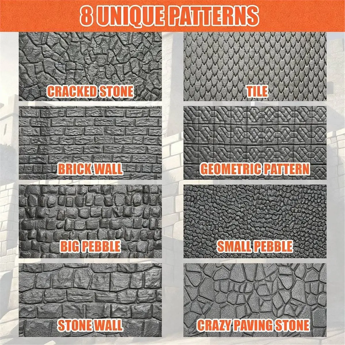 9 Pcs Clay Texture Roller Set with Handle, 3D Printed Terrain Roads Stones Walls Roofs for Clay Crafts
