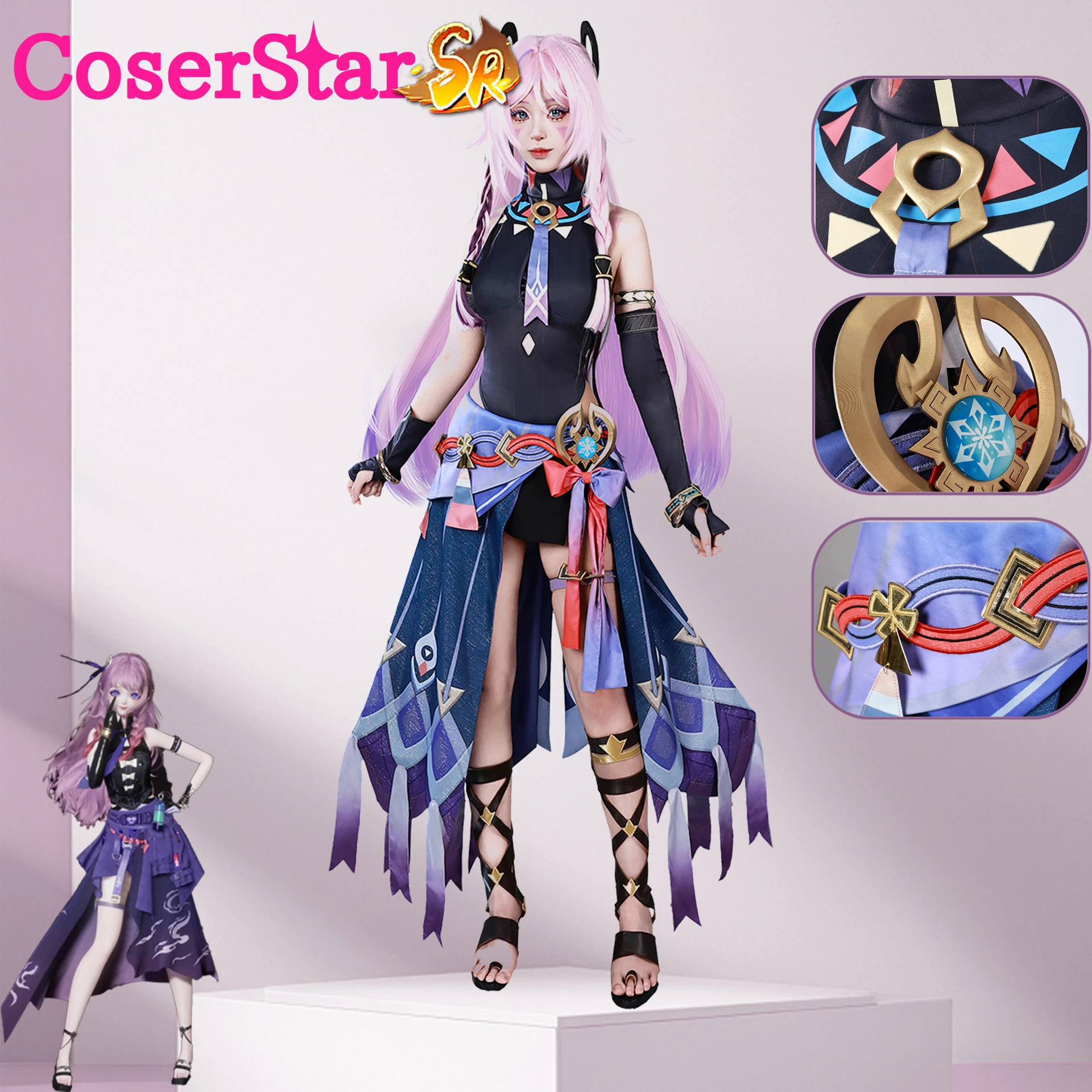 

CoserStar-SR GenshinImpact Citlali Косплей Костюм Платье Outfis Полный комплект Женская обувь для Хэллоуина, карнавала, вечеринки, ролевых игр, парика