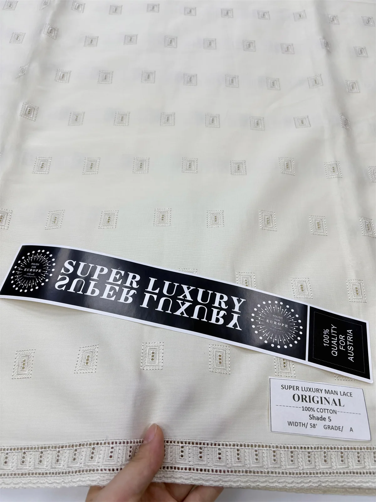 

White Nigerian Embroidered 100% Cotton Lace Fabric High Quality 5Yards African Swiss Lace Fabric 2025 Wedding Dress For Men Robe