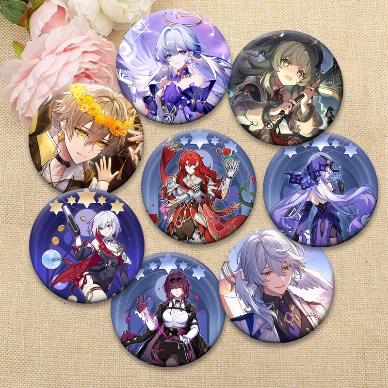 Robin,Sunday,Kafka,Herta,Himeko,Stelle Cartoon Badge Game Honkai Star Rail Anime Brooches Round Pins for Backpack Accessorys