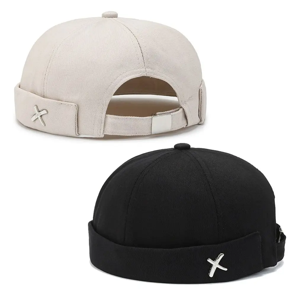 Outdoor Washed Style Brimless Docker Cap Cotton Solid Color Brimless Hat Adjustable Bonnet Beanies Winter