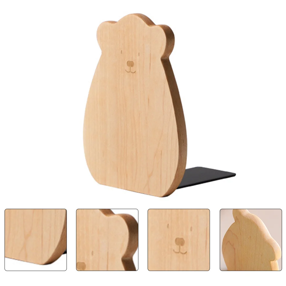 Toddler Bookshelf Wooden Bear Bookend Adorable Fixator Fitting Accessory Office