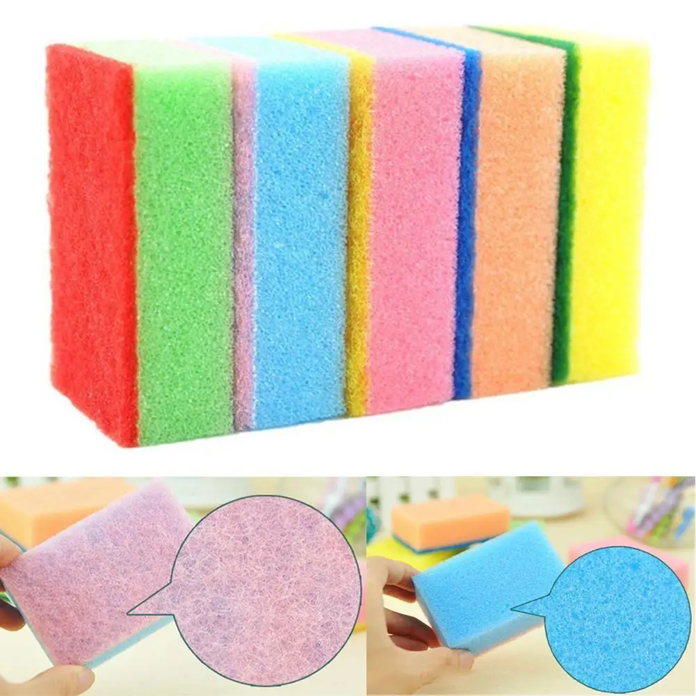 1/10pcs Random Color Dishwashing Sponge Pot Rust Stains Removing Household Kitchen Cleaning Tools