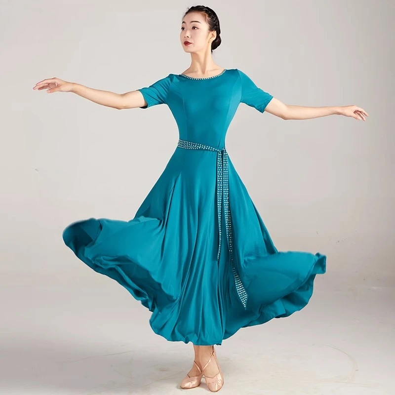 New Ballroom Dance Modern Dress Competition Performance Costumes Women National Standard Waltz Tango Practice Wear Spanish Dress
