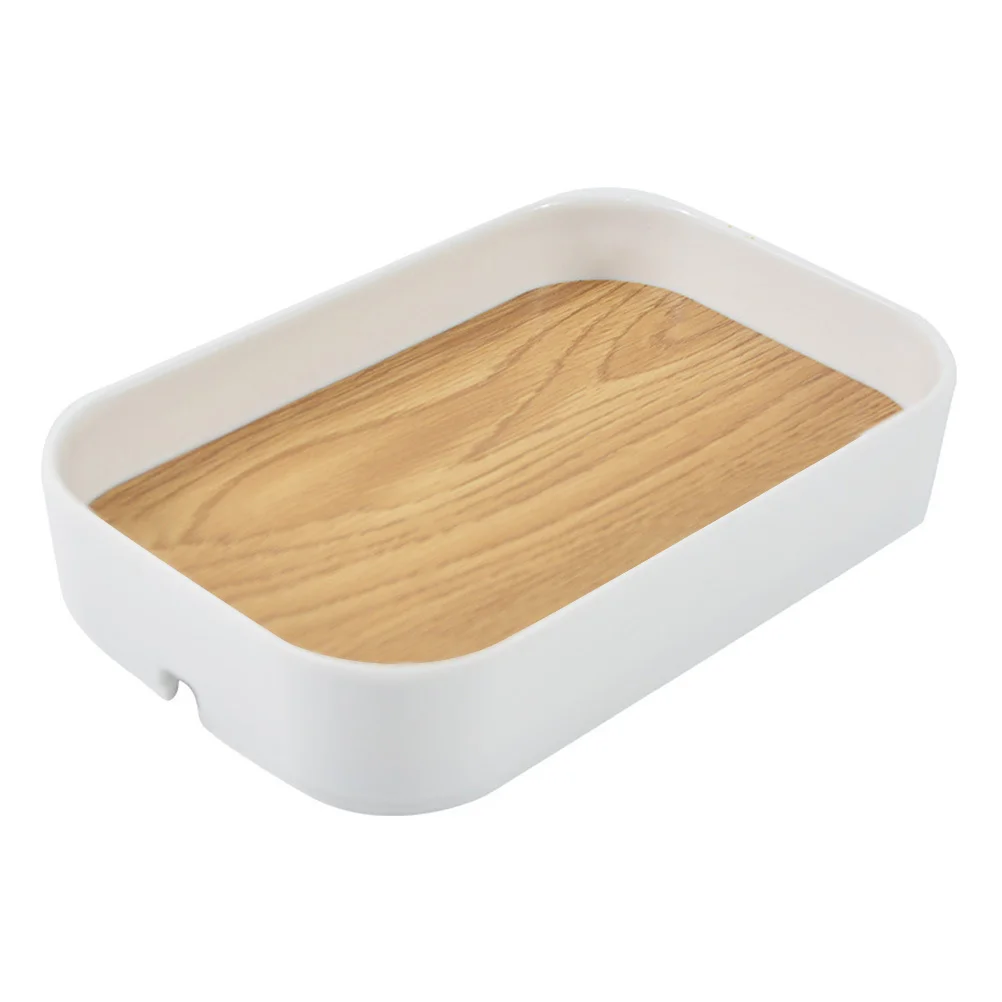 1Pcs Wood Grain Desktop Organizer Box Space Saving Storage Container for Stationery Cosmetics Office Home Use Storage Box