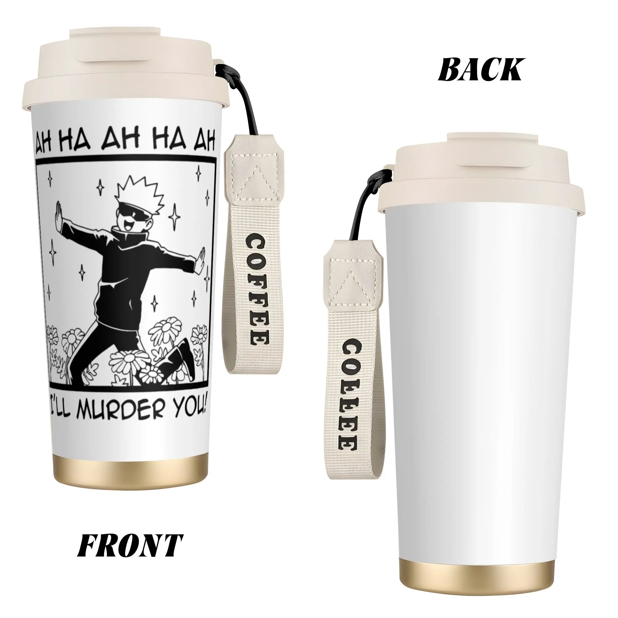 Gojo Satoru Jujutsu Kaisen Stainless Steel Coffee Cup I'll Murder You Thermal Cup Double Wall Mug Spill Proof