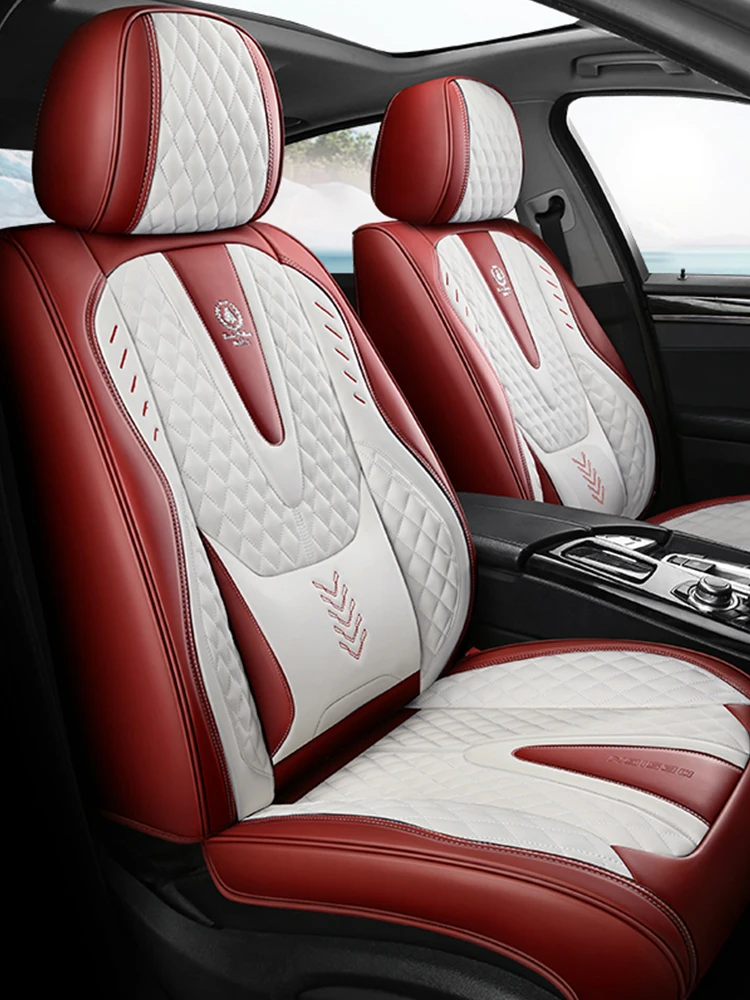 Universal Car Seat Kits Covers Durable ECO Diamond Lattice Quality Leather Seat Cover For 95% Sedan SUV 5-Seaters Car