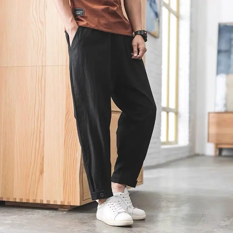 

Cotton and Linen Baggy Casual Harem Pants Man Summer High Quality Classic Y2k Vintage Fashion New in Cropped Trousers for Men