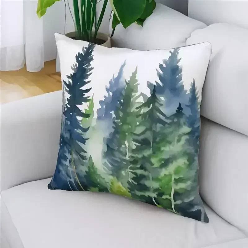 Green Pine Trees Series Sofa Pillow Case Cushion Cover 45*45 Room Pillowcase Cushion Pillow Cases Home Pillow Covers Decoration