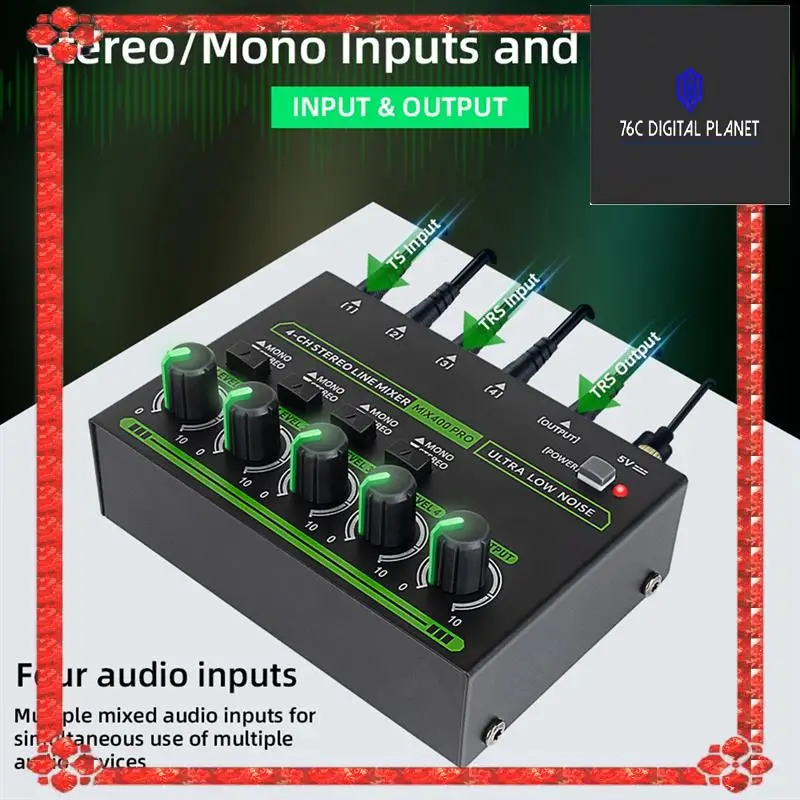 

24-Hour Delivery Mix400 Pro 4 Channel Professional Sound Mixer With RGB Light Mini Audio Mixer Line Mixer Small Audio Mixer For