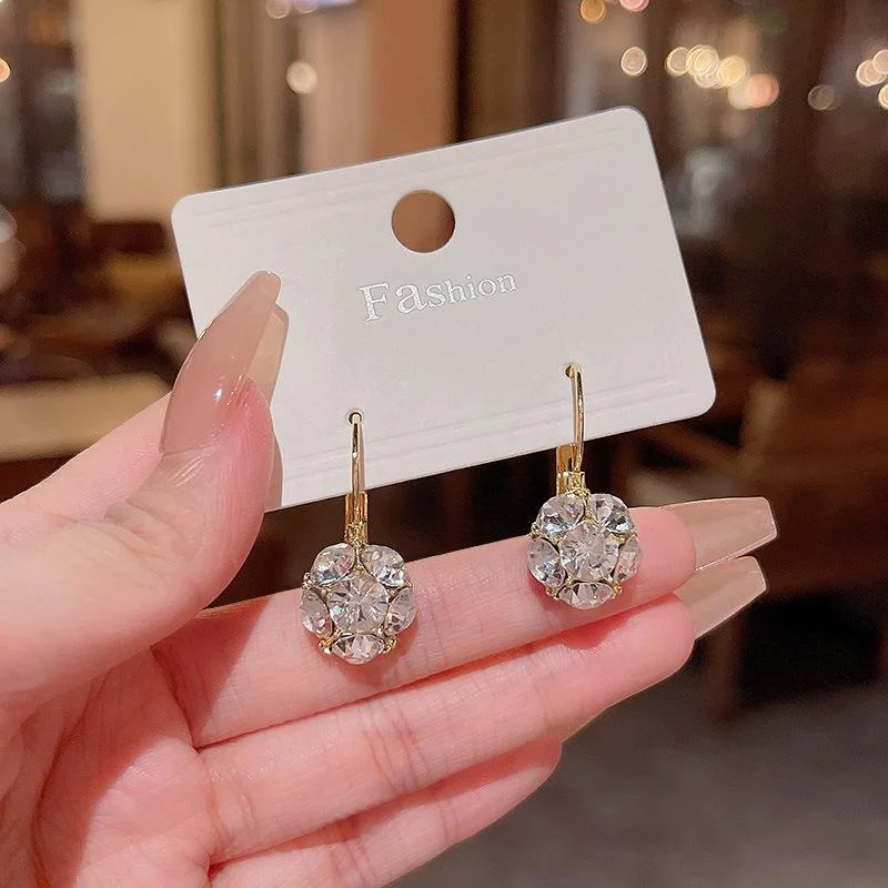 Luxury Fashion Pink Crystal Ball Dabgle Earrings for Women Temperament Zircon Pendant Earring Wedding Party Jewelry Gift Pendien