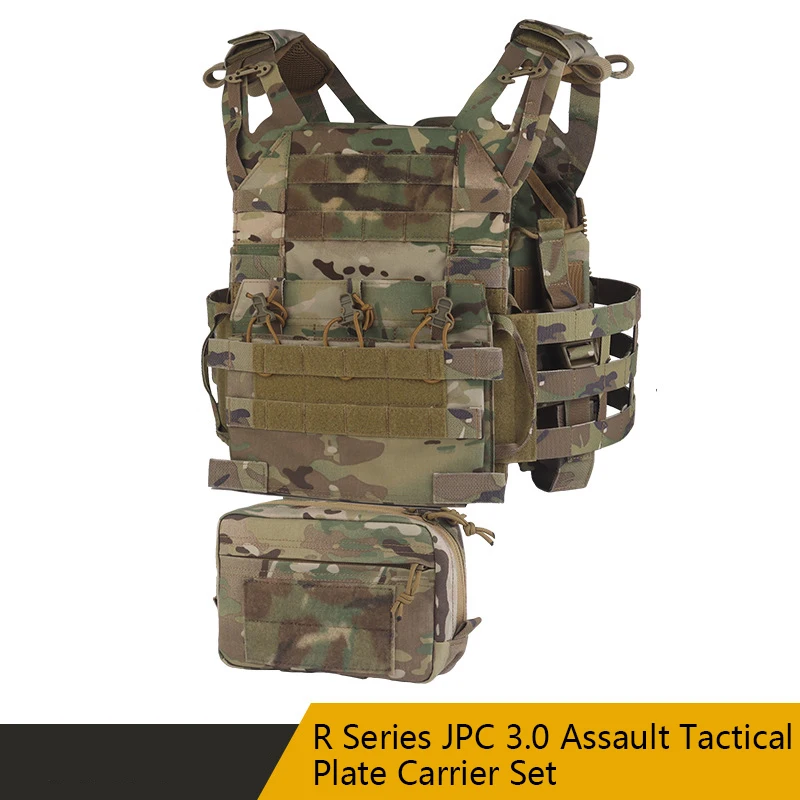 R Series JPC 3.0 Assault Tactical Plate Carrier Set, Breathable Pad, Can Install Bulletproof Board, Quick Disassembly Design