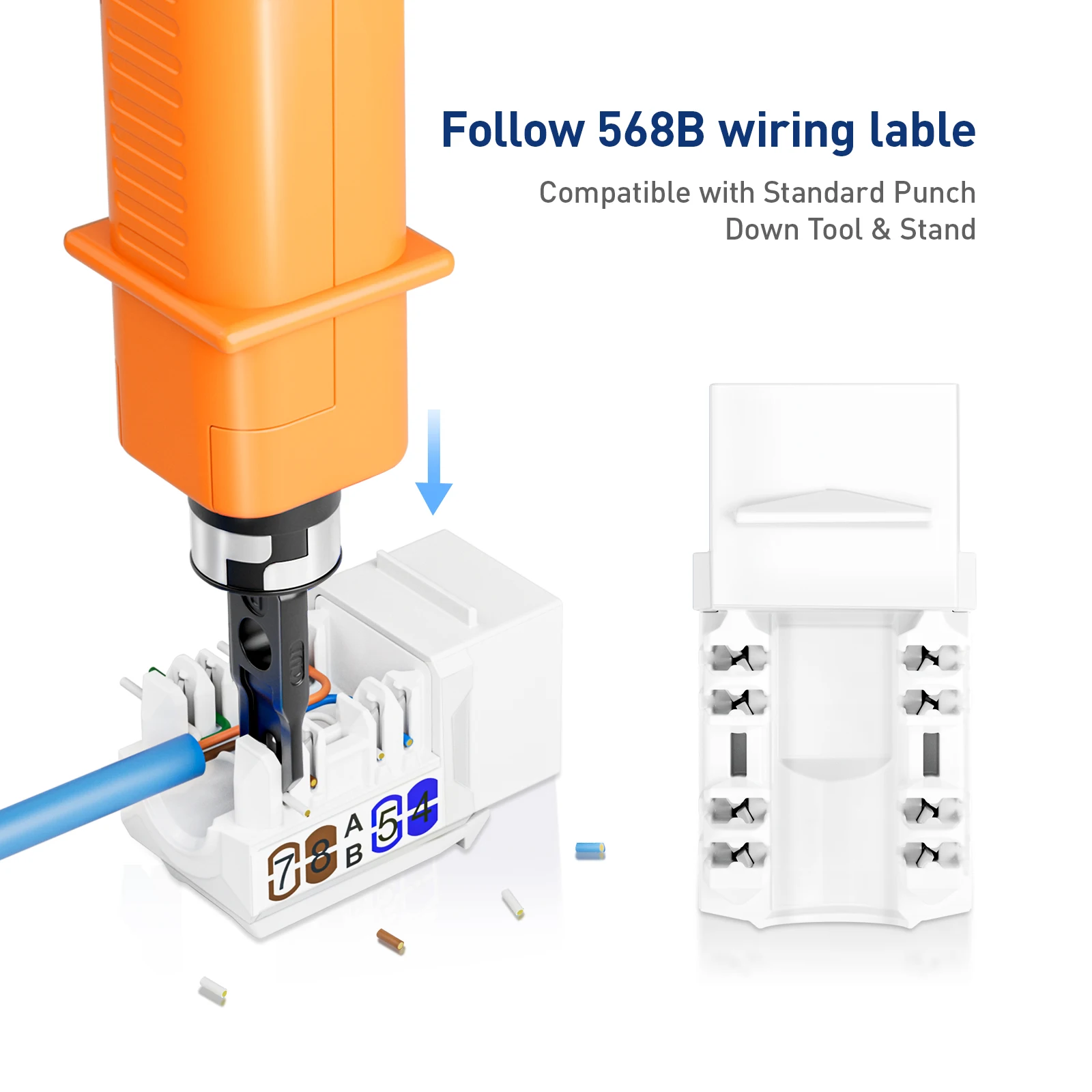 Natalink RJ45 Cat6 Keystone Jacks Slim Profile 90-Degree Ethernet Punch Down Keystone Jack Compatible Patch Panel and Wall Plate