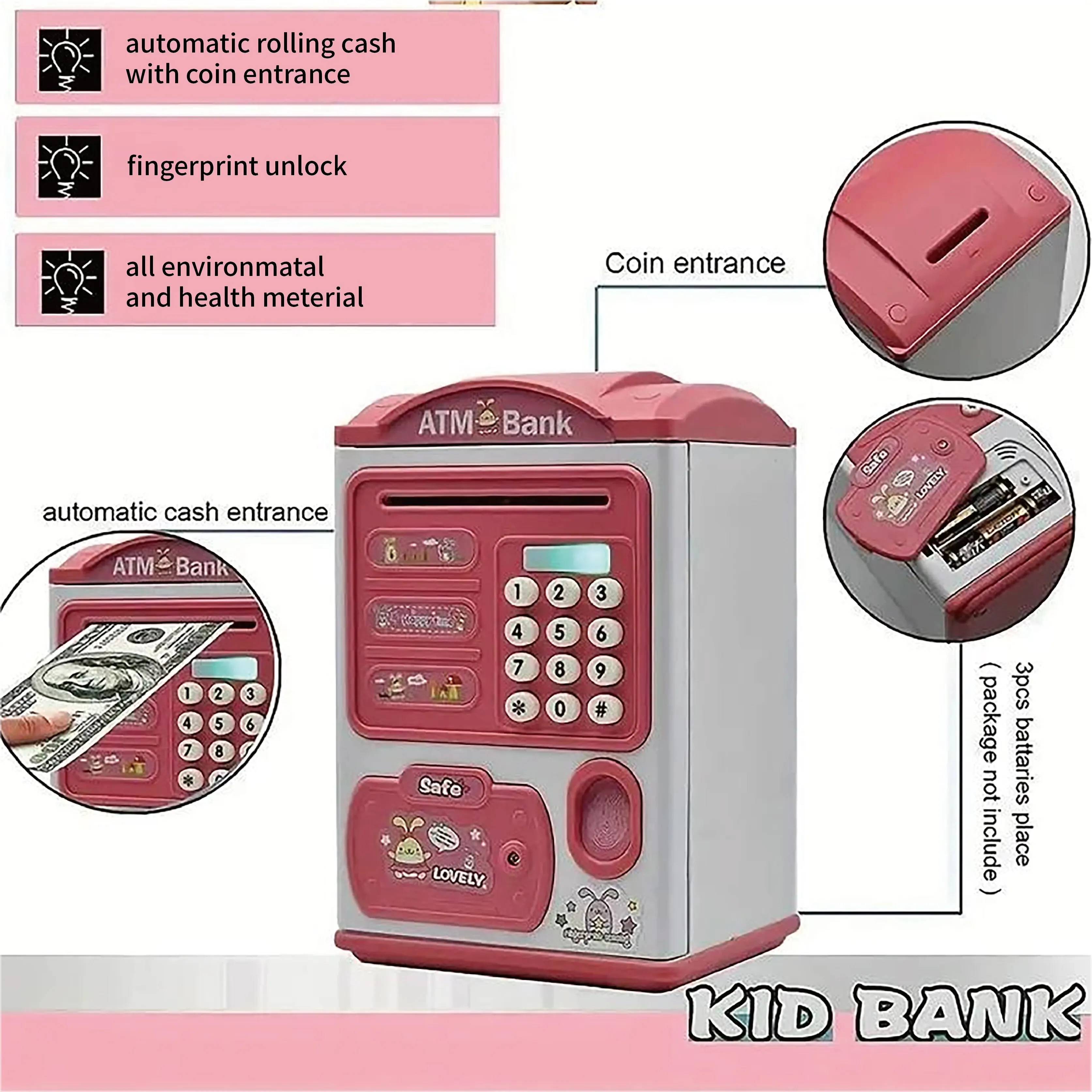 Electronic Bank Safe Box Money Boxes For Children Digital Coins Cash Saving Safe Deposit Mini ATM Machine Toys Kids Gift