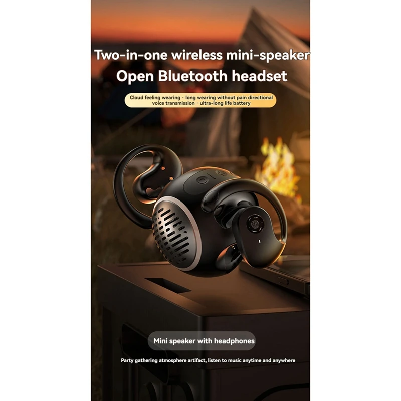 2In1 Bluetooth Earphones Mini Speaker BT5.4 Open Wireless Headphones Ear-Mounted Sports Waterproof Earphones