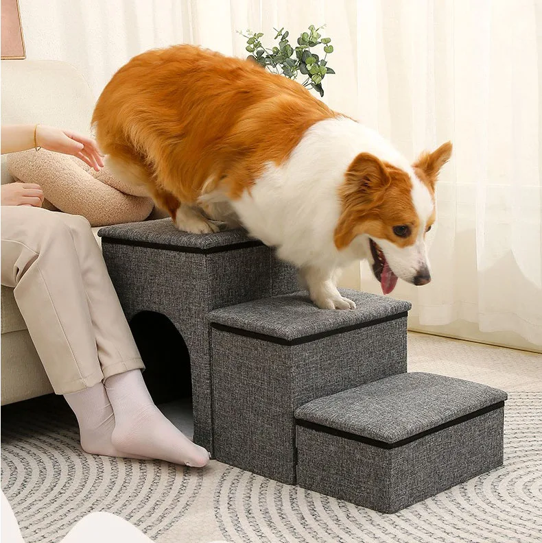 for Pet Stairs Pet Slope Bedside Dog Stairs Steps Bedside Sofa Foldable Kennel Cat Nest Warm in Winter