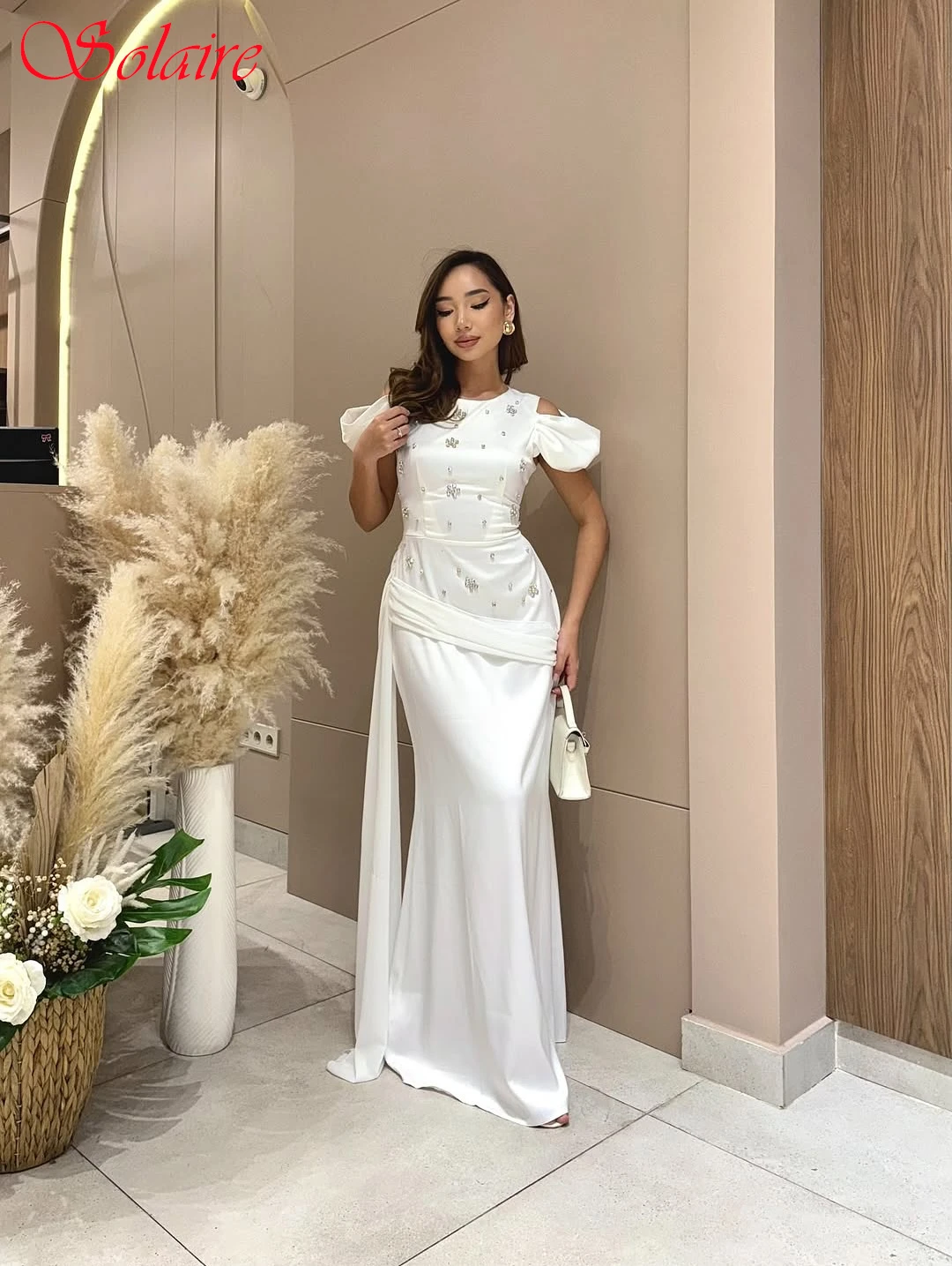 

Customized Straight Crew Neck Elegant Fashion Evening Dress Modern Temperament Celebrity Gowns Formal High Quality Party Dress