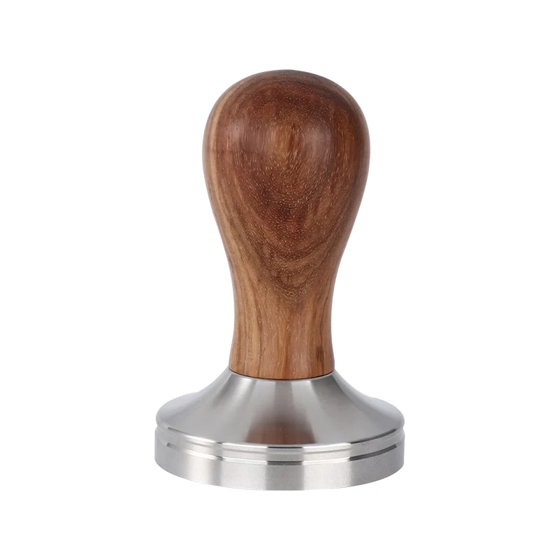 

Custom Manual Solid Wood Handle Calibrated 304 Stainless Steel Spring Loaded Press Espresso Matt Coffee Tamper