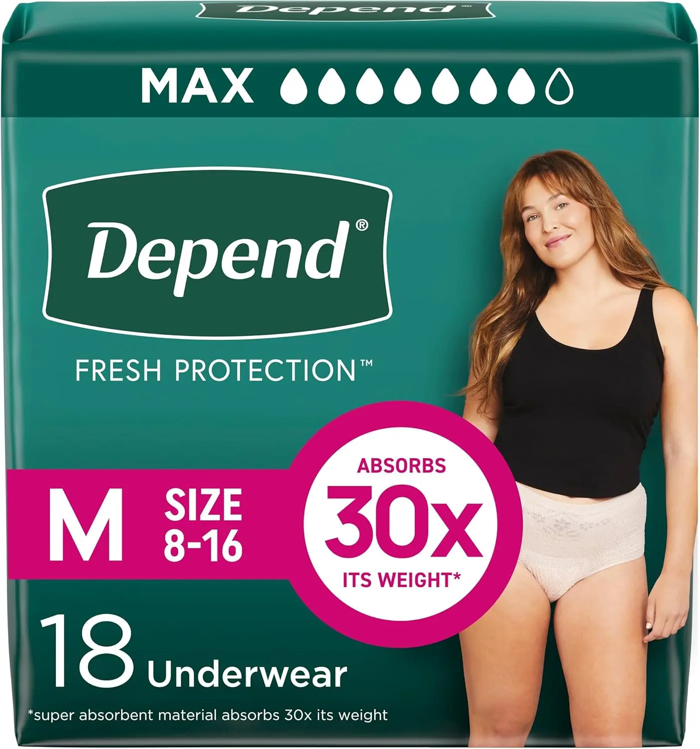 

Подгузники для взрослых женщин Fresh Protection, одноразовые, средний размер, 18 штук, для недержания и послеродового периода