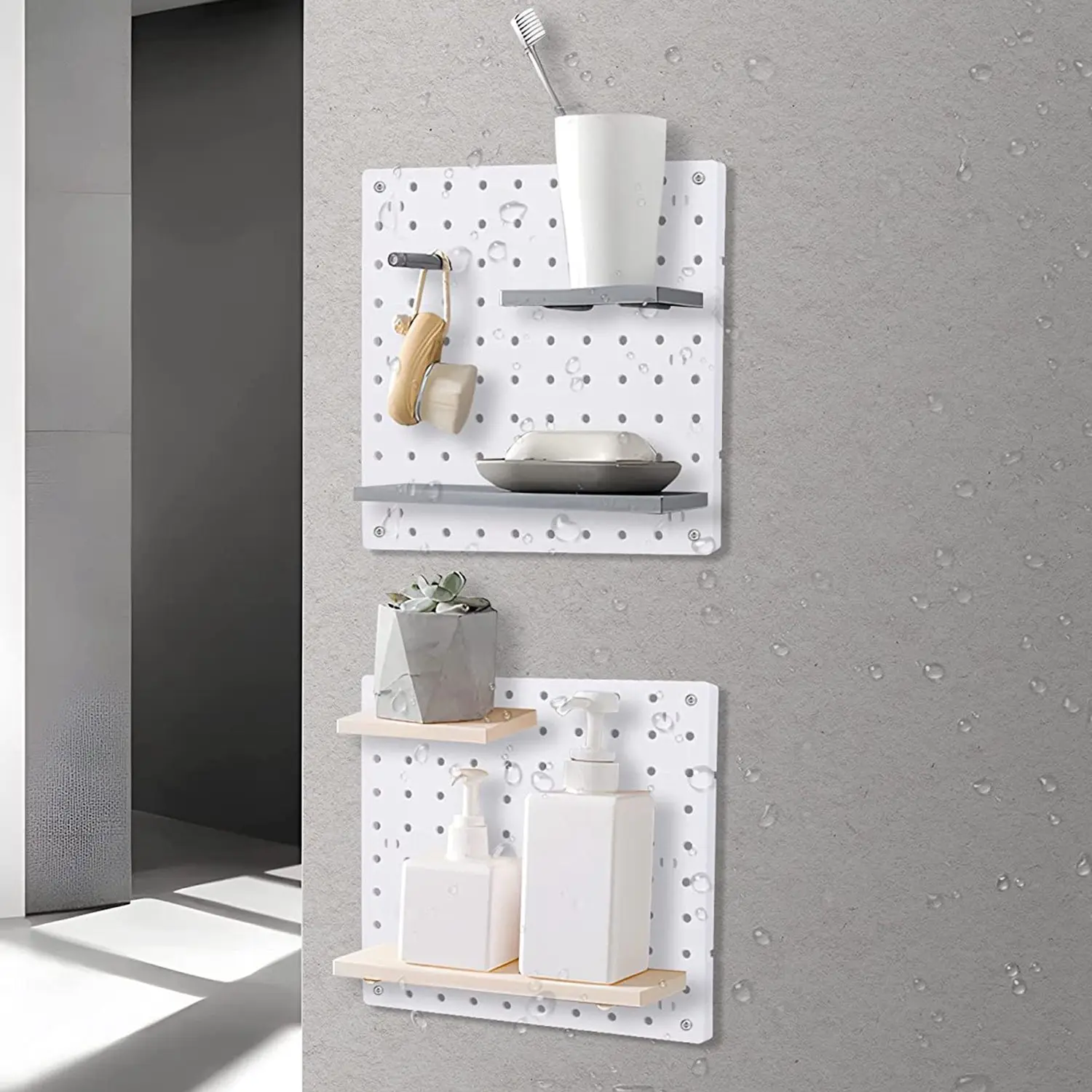 4 Piece Pegboard Wall Organizer White Pegboard Wall Hanging Pegboard for Craft Room Garage Kitchen Living Room