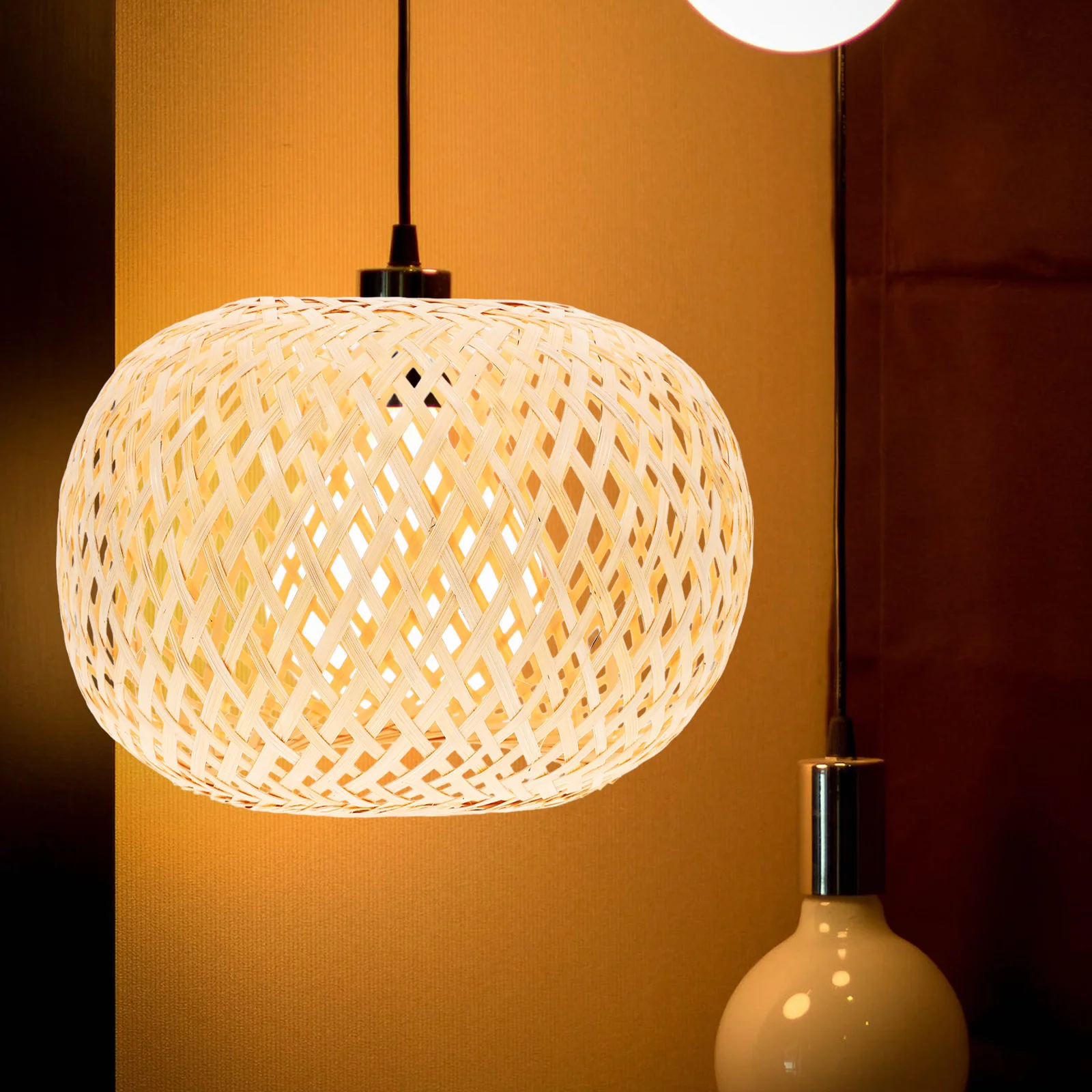 Bamboo Lampshade Woven Rustic Decor Light Cover Hanging Table Lampshades