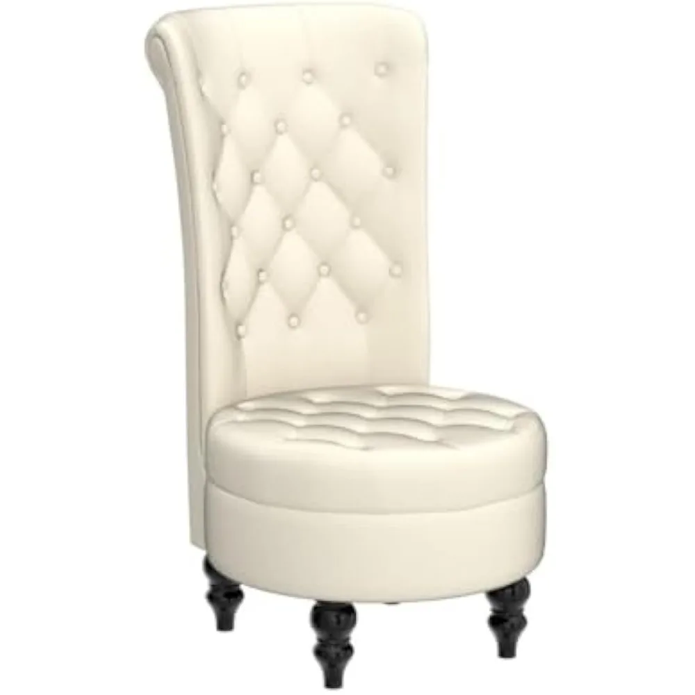 Throne Royal Chair Set of 2 for Living Room, Button-Tufted Accent Armless High Back Chair with 24.6 Inch Larger Seat, Thick Pad