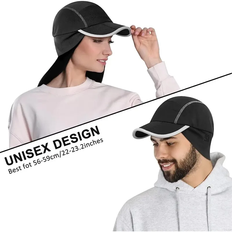 GADIEMKENSD Polarowa czapka z daszkiem z opuszczanym podgrzewaczem uszu, składana odblaskowa czapka zimowa Unisex M25 56-59cm M25 — zdjęcie 5