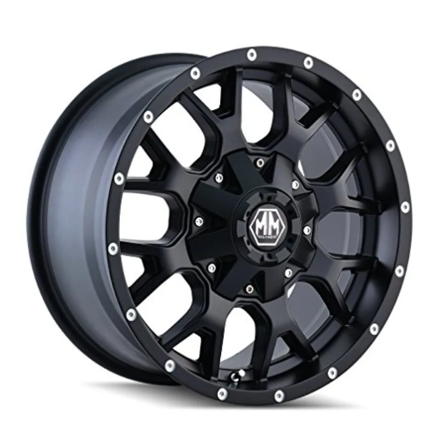 

18x9 Matte Black Warrior Wheel with 6-135/6-139.7 Lug Pattern 106mm Bore 18mm Offset for Off-Road SUVs
