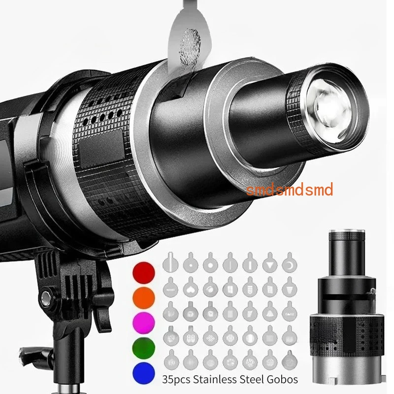 Cone lens video artist styling photography studio lighting kit with 35 Gobo optical spotlight cameras for photography  photo