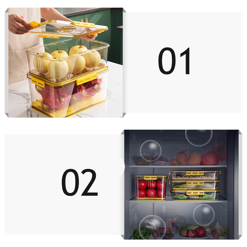 

1Pcs Fridge Storage Box Refrigerator Organizer Fresh Fruit Vegetable Container Practical Storage Case for Home