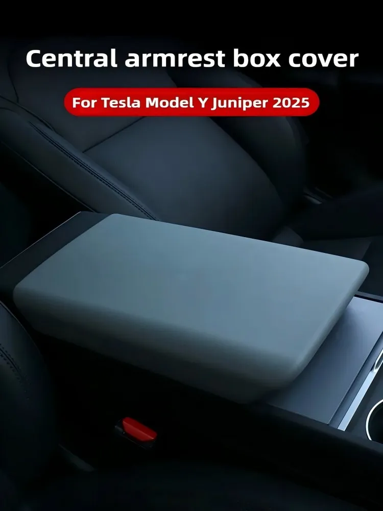 For Tesla New Model Y Juniper 2025 Car Armrest Box Center Console Protector Cushion TPE Arm Rest Pad Cover Interior Accessories