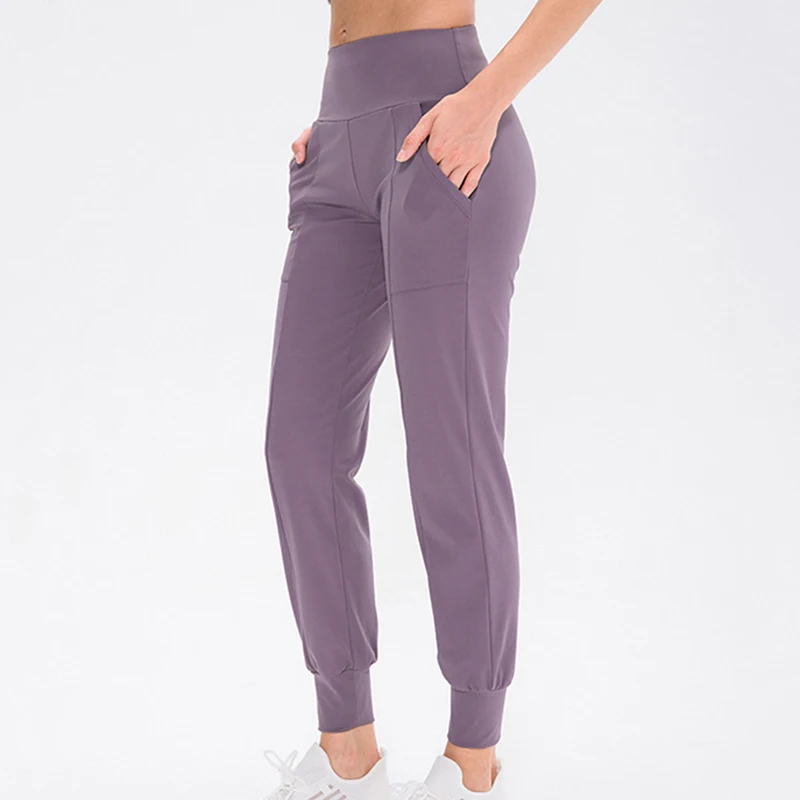 Ankle-tied Quick Dry Running Sweatpants Women High Waist Loose Sports Pants with Pocket Jogging GYM Fitness Trousers Customized