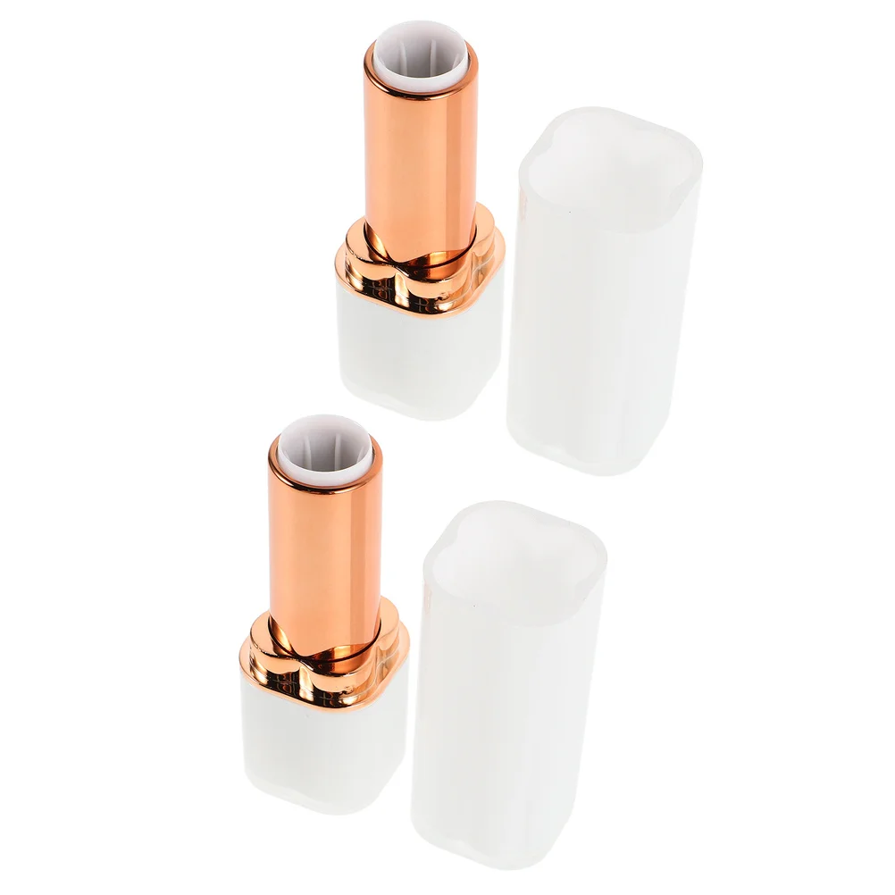 

2Pcs Lipstick Tube Portable Refillable Lip Balm Container Snap Closure Empty Square Lip Gloss Tubes DIY Makeup Tool Travel Use