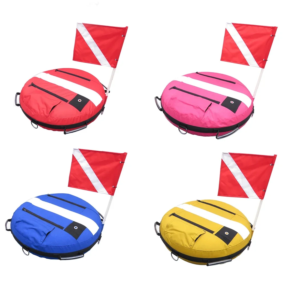 

Scuba Diving Training Buoy Circular Inflatable Sea Signal-Sphere With Small Flag For Freediving Flag Float Marker Accessories