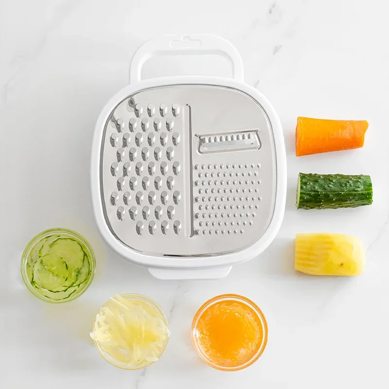 1Pc Stainless Steel Cheese Grater and Peeler Set with Container and Lid Multi-Functional Kitchen Utensil Kit for Vegetables