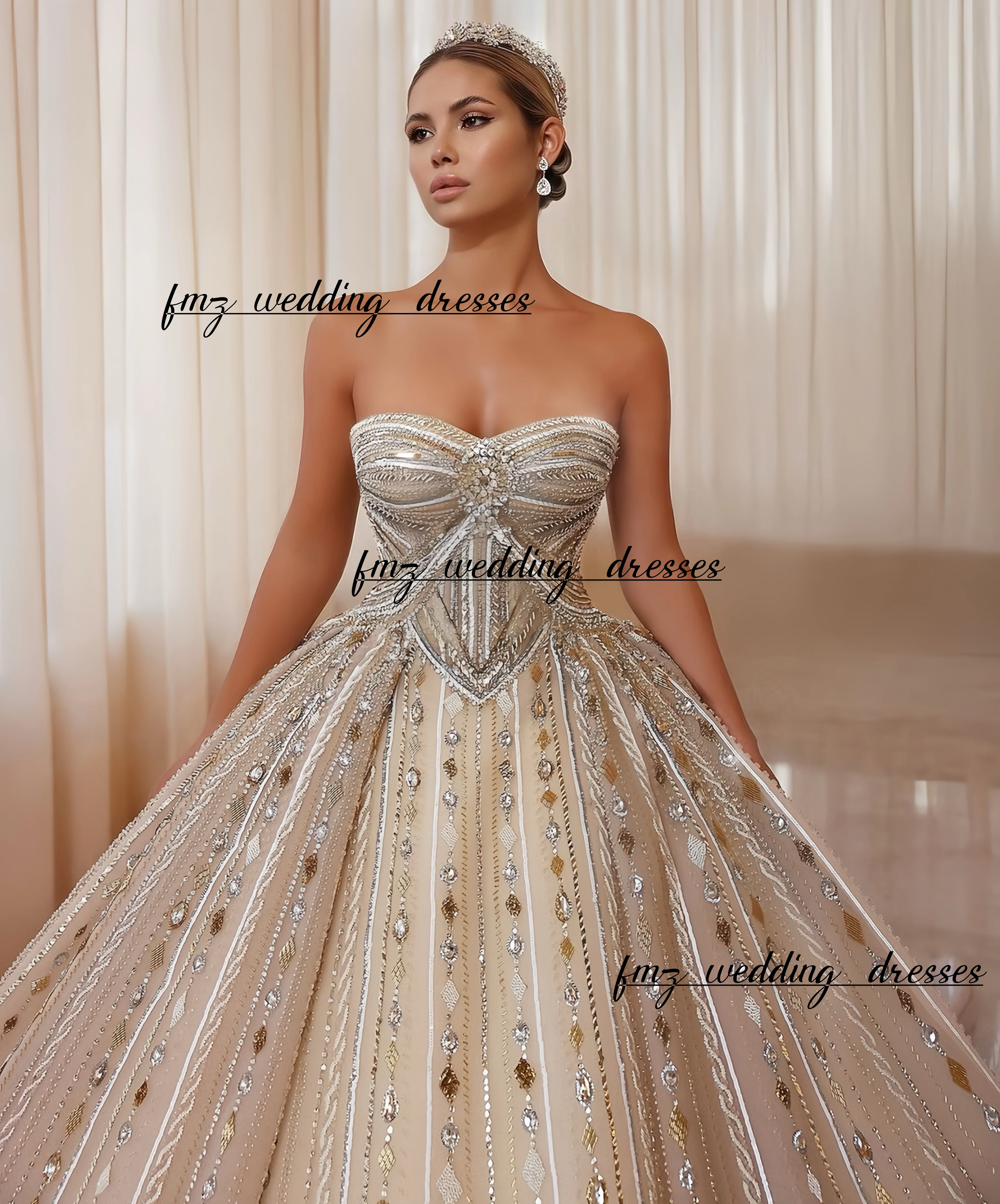 Customzied New Sweetheart collar beaded puffy dress Luxurious wedding Dress Estidos de novia amanda novias amanda novias officia